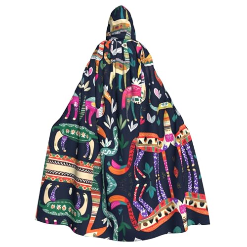 JIUTY Mexikanische Otomi-Tier-Druck, Maskerade für Erwachsene, wirtschaftlicher Kapuzenumhang, 140 cm lang, perfekt für Halloween-Partys, Tänze JIUTY Mexikanische Otomi-Tier-Druck, Maskerade für Erwachsene, wirtschaftlicher Kapuzenumhang, 140 cm lang, perfekt für Halloween-Partys, Tänze von JIUTY