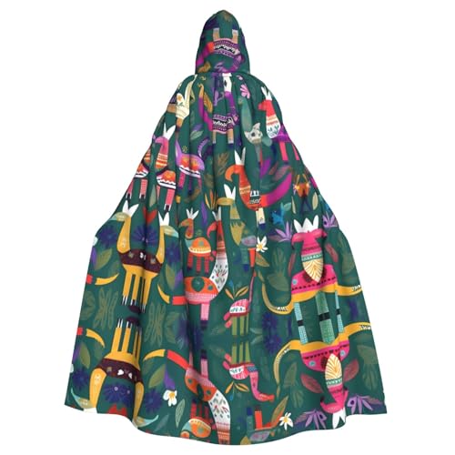 JIUTY Mexikanischer Otomi-Maskerade mit Tierdruck, für Erwachsene, wirtschaftlicher Kapuzenumhang, 140 cm lang, perfekt für Halloween-Partys, Tänze JIUTY Mexikanischer Otomi-Maskerade mit Tierdruck, für Erwachsene, wirtschaftlicher Kapuzenumhang, 140 cm lang, perfekt für Halloween-Partys, Tänze von JIUTY