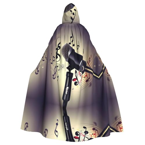 JIUTY Mikrofon mit Musiknoten-Druck, Maskerade, wirtschaftlicher Kapuzenumhang, 140 cm lang, perfekt für Halloween-Partys, Tänze JIUTY Mikrofon mit Musiknoten-Druck, Maskerade, wirtschaftlicher Kapuzenumhang, 140 cm lang, perfekt für Halloween-Partys, Tänze von JIUTY
