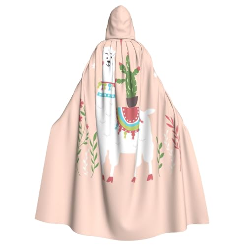 JIUTY Niedlicher handgezeichneter Lama-Druck, Maskerade für Erwachsene, wirtschaftlicher Kapuzenumhang, 140 cm lang, perfekt für Halloween-Partys, Tänze JIUTY Niedlicher handgezeichneter Lama-Druck, Maskerade für Erwachsene, wirtschaftlicher Kapuzenumhang, 140 cm lang, perfekt für Halloween-Partys, Tänze von JIUTY