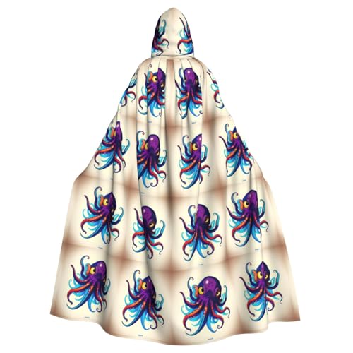JIUTY Oktopus-Maskerade mit violettem Druck, für Erwachsene, wirtschaftlicher Kapuzenumhang, 140 cm lang, perfekt für Halloween-Partys, Tänze JIUTY Oktopus-Maskerade mit violettem Druck, für Erwachsene, wirtschaftlicher Kapuzenumhang, 140 cm lang, perfekt für Halloween-Partys, Tänze von JIUTY