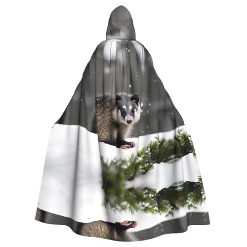 JIUTY Opossum im Schnee bedruckter Maskerade, wirtschaftlicher Kapuzenumhang für Erwachsene, 140 cm lang, perfekt für Halloween-Partys, Tänze JIUTY Opossum im Schnee bedruckter Maskerade, wirtschaftlicher Kapuzenumhang für Erwachsene, 140 cm lang, perfekt für Halloween-Partys, Tänze von JIUTY