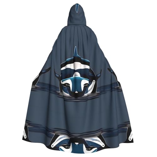 JIUTY Orca Killer-Wal-Druck, Maskerade für Erwachsene, wirtschaftlicher Kapuzenumhang, 140 cm lang, perfekt für Halloween-Partys, Tänze JIUTY Orca Killer-Wal-Druck, Maskerade für Erwachsene, wirtschaftlicher Kapuzenumhang, 140 cm lang, perfekt für Halloween-Partys, Tänze von JIUTY