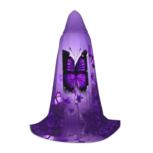 JIUTY Schöne lila Schmetterlinge Halloween Hoodies Robe Cosplay Capes Party Requisiten Kapuzenumhang Umhang Karneval Zubehör für Party von JIUTY