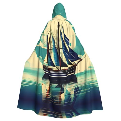 JIUTY Segelboot-Schiffs-Landschafts-Druck, Maskerade für Erwachsene, wirtschaftlicher Kapuzenumhang, 140 cm lang, perfekt für Halloween-Partys, Tänze JIUTY Segelboot-Schiffs-Landschafts-Druck, Maskerade für Erwachsene, wirtschaftlicher Kapuzenumhang, 140 cm lang, perfekt für Halloween-Partys, Tänze von JIUTY