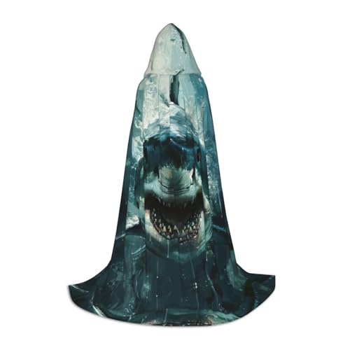 JIUTY Shark Cum Halloween Hoodies Robe Cosplay Capes Party Requisiten Kapuzenumhang Umhang Karneval Zubehör für Party von JIUTY