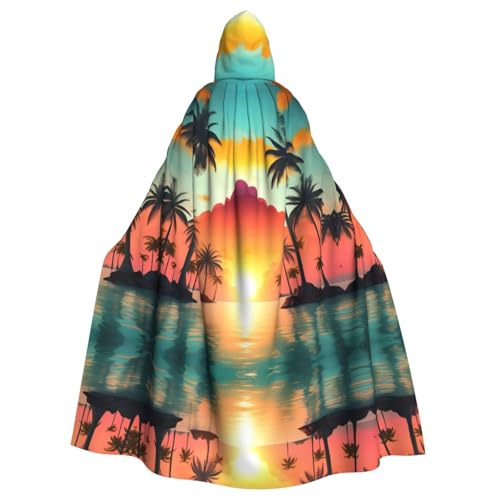 JIUTY Sonnenaufgang Tropische Palmeninsel Druck Maskerade für Erwachsene, wirtschaftlicher Kapuzenumhang, 140 cm lang, perfekt für Halloween-Partys, Tänze JIUTY Sonnenaufgang Tropische Palmeninsel Druck Maskerade für Erwachsene, wirtschaftlicher Kapuzenumhang, 140 cm lang, perfekt für Halloween-Partys, Tänze von JIUTY