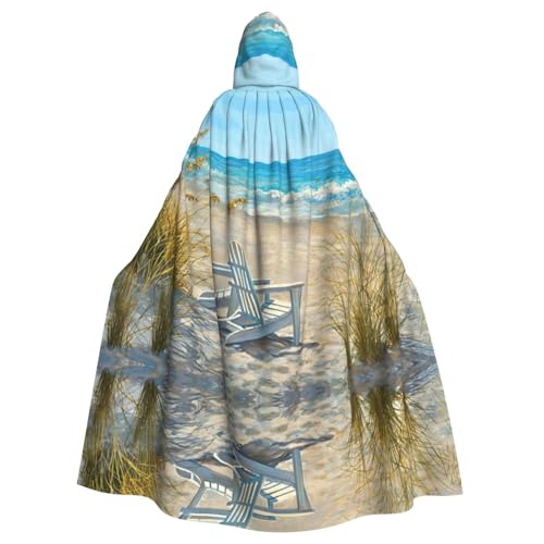 JIUTY Strand-Szene mit Stühlen, bedruckter Maskerade, wirtschaftlicher Kapuzenumhang für Erwachsene, 140 cm lang, perfekt für Halloween-Partys, Tänze JIUTY Strand-Szene mit Stühlen, bedruckter Maskerade, wirtschaftlicher Kapuzenumhang für Erwachsene, 140 cm lang, perfekt für Halloween-Partys, Tänze von JIUTY
