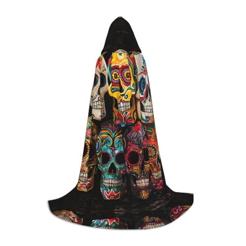 JIUTY Sugar Skulls Halloween Hoodies Robe Cosplay Capes Party Requisiten Kapuzenumhang Umhang Karneval Zubehör für Party von JIUTY