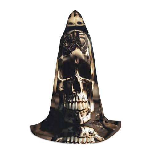 JIUTY Totenkopf Rock Roll Skelett Knochen Halloween Hoodies Robe Cosplay Capes Party Requisiten Kapuzenumhang Umhang Karneval Zubehör für Party von JIUTY