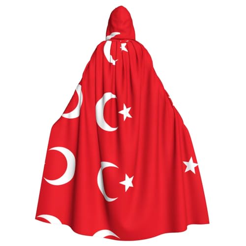 JIUTY Umhang mit Kapuze und Flagge der Türkei, Unisex, für Halloween, Weihnachten, Vampir, Hexe, Kostüme, Partyumhang von JIUTY