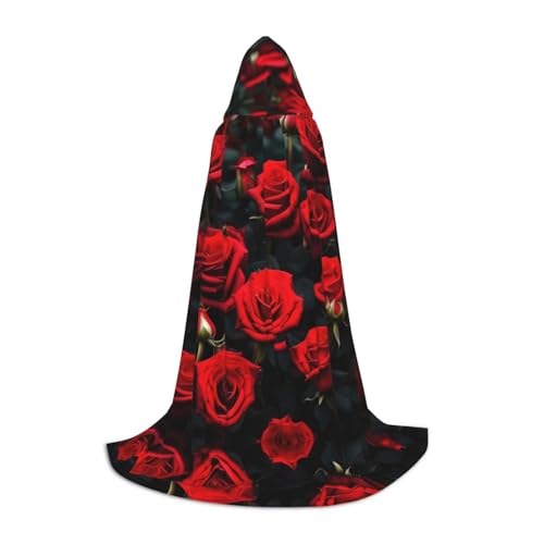 JIUTY Viele rote Rosen Halloween Hoodies Robe Cosplay Capes Party Requisiten Kapuzenumhang Umhang Karneval Zubehör für Party von JIUTY