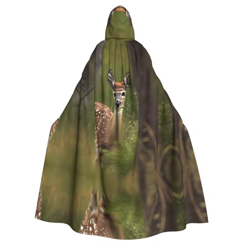 JIUTY Weißschwanz-Rehkitz in der Wildnis, Hirsch-Druck, Maskerade für Erwachsene, wirtschaftlicher Kapuzenumhang, 140 cm lang, perfekt für Halloween-Partys, Tänze JIUTY Weißschwanz-Rehkitz in der Wildnis, Hirsch-Druck, Maskerade für Erwachsene, wirtschaftlicher Kapuzenumhang, 140 cm lang, perfekt für Halloween-Partys, Tänze von JIUTY
