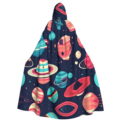 JIUTY Weltraumplaneten-Druck, Maskerade für Erwachsene, wirtschaftlicher Kapuzenumhang, 140 cm lang, perfekt für Halloween-Partys, Tänze JIUTY Weltraumplaneten-Druck, Maskerade für Erwachsene, wirtschaftlicher Kapuzenumhang, 140 cm lang, perfekt für Halloween-Partys, Tänze von JIUTY