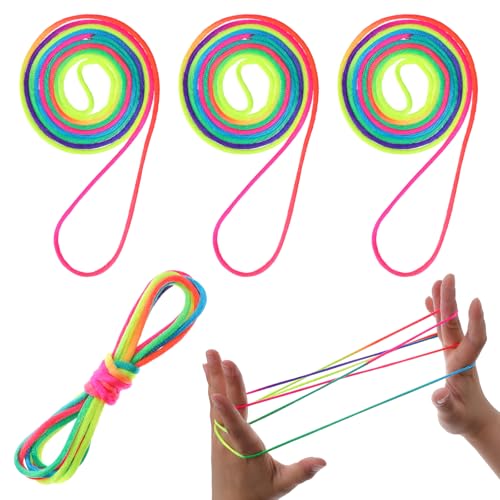 JIYIN 4 Stück Fingertwist, Länge 160cm Fingerspiele Kinder Fadenspiel Rainbow Rope Knobelspiele Twister Spiel für Kinder Kindergeschenke JIYIN 4 Stück Fingertwist, Länge 160cm Fingerspiele Kinder Fadenspiel Rainbow Rope Knobelspiele Twister Spiel für Kinder Kindergeschenke von JIYIN