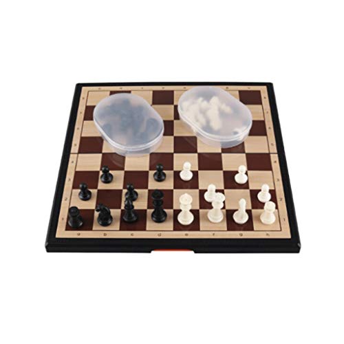 JIYTG Schachbrett Set Magnet Schach Tragbares Faltbares Magnetisches Schachset Schwarz und Weiß für Spieltraining und Unterricht Eintrag Schachsets Groß von JIYTG