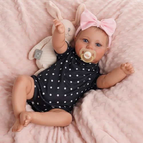 JIZHI Reborn-Baby Puppen 20 Zoll 43cm Realistische Puppe Lebensechtes Kleinkind Neugeborenes Offene Augen Weicher Stoffkörper mit handgezeichnetem Haar Poseable Mädchen JIZHI Reborn-Baby Puppen 20 Zoll 43cm Realistische Puppe Lebensechtes Kleinkind Neugeborenes Offene Augen Weicher Stoffkörper mit handgezeichnetem Haar Poseable Mädchen von JIZHI