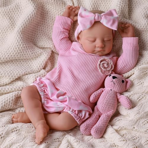 JIZHI Lebensechte Reborn-Babypuppe – 20 Zoll Realistische Neugeborenen-Babypuppe mit Weichem Körper, Echtes Reborn-Puppen Mädchen mit Outfit und Komplettem Zubehör für Kinder 3+ von JIZHI