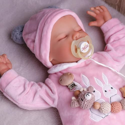 JIZHI Reborn Baby Puppen 17 Zoll Reborn Puppen Realistische Neugeborene Baby Puppen Weicher Körper Poseable Full Vinyl Körper Mädchen wie EIN lebensechtes,Rosa A von JIZHI