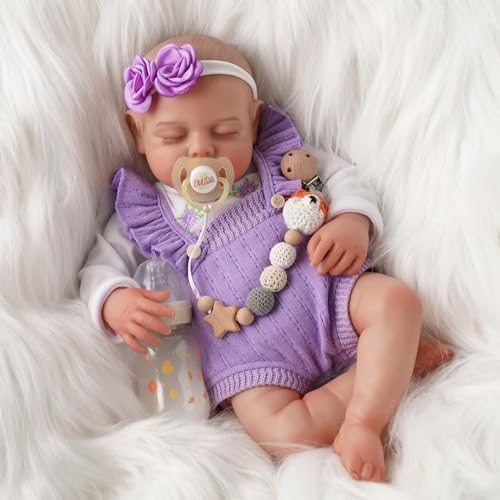 JIZHI Lebensechte Reborn-Babypuppen 20 Zoll Realistische Neugeborene Mädchen echte Babypuppe mit Weichem Stoffkörper, schlafendes süßes Mädchengeschenk mit Zubehör für Kinder ab 3 Jahren JIZHI Lebensechte Reborn-Babypuppen 20 Zoll Realistische Neugeborene Mädchen echte Babypuppe mit Weichem Stoffkörper, schlafendes süßes Mädchengeschenk mit Zubehör für Kinder ab 3 Jahren von JIZHI