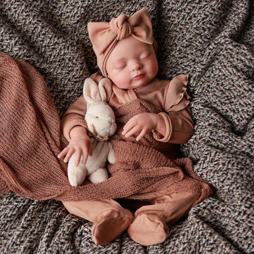 JIZHI Reborn Puppen 20 Zoll Reborn Babies Puppen Mädchen Realistische Baby Stoff Körper Schlafen Reallife Neugeborenen Look Real Lifelike Kleinkind Schließen Sie die Augen von JIZHI