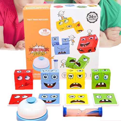 3D Face Changing Puzzle, 3D Expression Puzzle Building Blocks & Pattern Matching Toy,Miniature Face Changing Game, Wooden Face Changing Magic Cube Game for Children Party Game for Kids & Adults von JJKTO