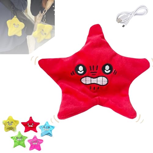 JJKTO Angry Starfish Toy,Dancing Star Plush for Backpack Pendant and Keychain，22CM Angry Star Face,Angry Star Plush Moving, Moving Star Plush, Angry Starfish Toy von JJKTO