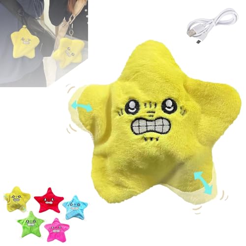 JJKTO Angry Starfish Toy,Dancing Star Plush for Backpack Pendant and Keychain，22CM Angry Star Face,Angry Star Plush Moving, Moving Star Plush, Angry Starfish Toy von JJKTO