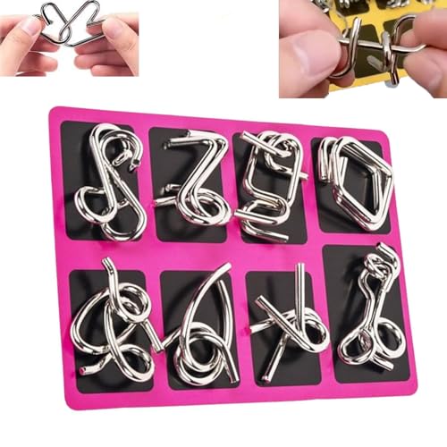 Metal Wire Brain Teasers, 8/24pcs Puzzle Games for Brain Training, Metal Puzzle Ring for Kids & Adult, Metal Puzzle Ring Set, for Kids Teen Boys Girls Challenge Gifts von JJKTO