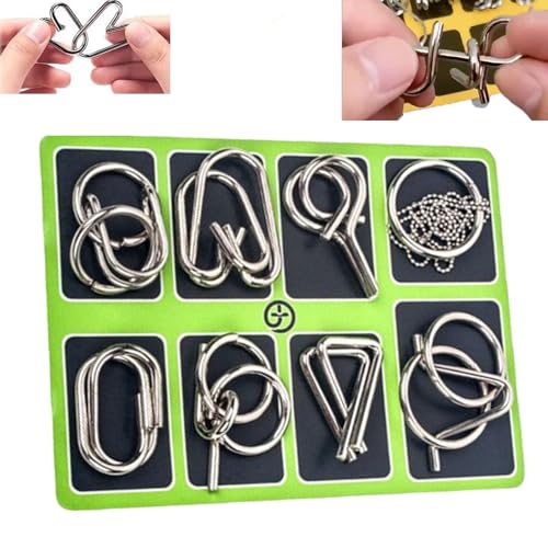 Metal Wire Brain Teasers, 8/24pcs Puzzle Games for Brain Training, Metal Puzzle Ring for Kids & Adult, Metal Puzzle Ring Set, for Kids Teen Boys Girls Challenge Gifts von JJKTO