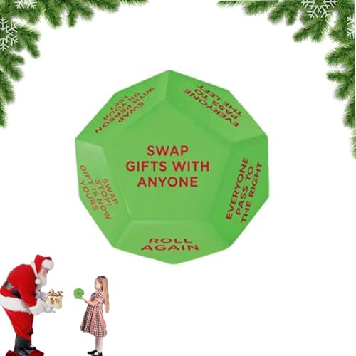 Santa Swap Geschenk Exchange Würfel, 12 Verschiedene Seiten Würfel-Weihnachten Gruppe Party Spiel Party Geschenk Exchange Würfelspiel Für Erwachsene Kinder 3x3x3in Würfelspiel Würfel von JJKTO