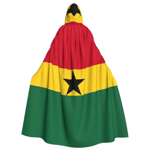 JJPUNGK Bequemer Kapuzenumhang mit Flagge von Ghana, für Damen und Herren, für Karneval, Cosplay und Mottopartys von JJPUNGK