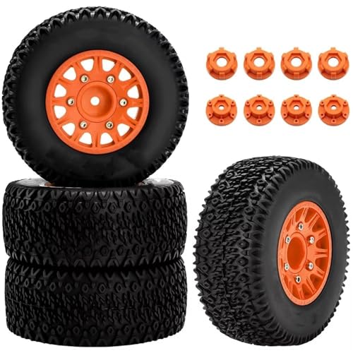 JJRFVBGT RC Auto Reifen Und Räder Kompatibel Mit Slash Für Arrma Für Senton Für Axial Für Losi Für HSP 1/10 Auto RC Truck Universalreifen 12 Mm/14 Mm Sechskant RC Rad Und Reifen Für(Orange) von JJRFVBGT