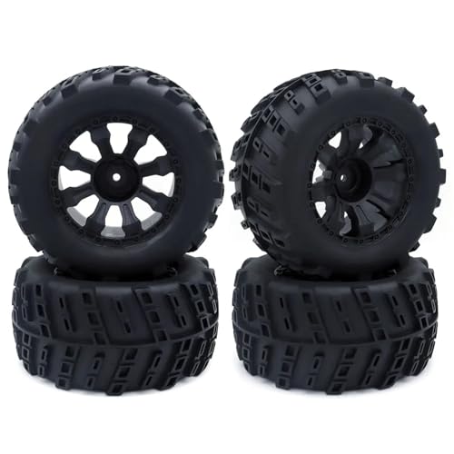 JJRFVBGT RC Auto Reifen Und Räder Kompatibel Mit Trxs Himoto Für HSP Für HPI Für Redcat 1/10 RC Monster Truck-Reifen Und Felgen 12 Mm Sechskant Für RC Crawler 4-teilige Gummireifen(7471-1) von JJRFVBGT