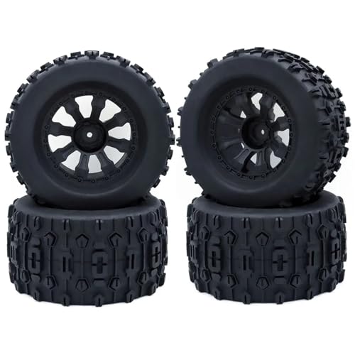 JJRFVBGT RC Auto Reifen Und Räder Kompatibel Mit Trxs Himoto Für HSP Für HPI Für Redcat 1/10 RC Monster Truck-Reifen Und Felgen 12 Mm Sechskant Für RC Crawler 4-teilige Gummireifen(7473-1) von JJRFVBGT