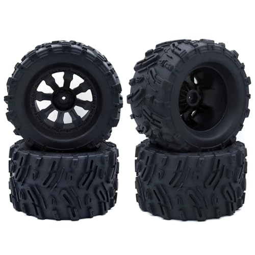 JJRFVBGT RC Auto Reifen Und Räder Kompatibel Mit Trxs Himoto Für HSP Für HPI Für Redcat 1/10 RC Monster Truck-Reifen Und Felgen 12 Mm Sechskant Für RC Crawler 4-teilige Gummireifen(7474-1) von JJRFVBGT