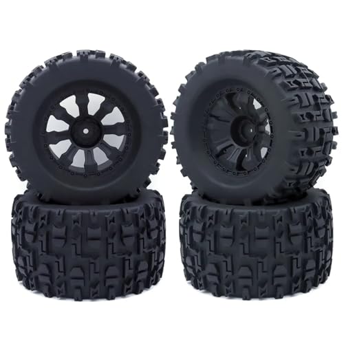 JJRFVBGT RC Auto Reifen Und Räder Kompatibel Mit Trxs Himoto Für HSP Für HPI Für Redcat 1/10 RC Monster Truck-Reifen Und Felgen 12 Mm Sechskant Für RC Crawler 4-teilige Gummireifen(7475-1) von JJRFVBGT