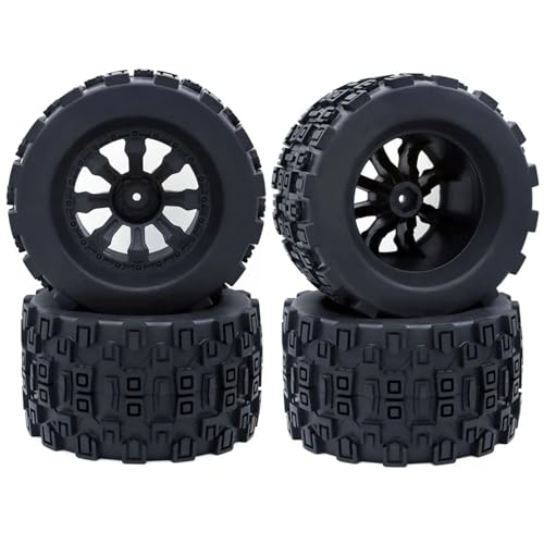 JJRFVBGT RC Auto Reifen Und Räder Kompatibel Mit Trxs Himoto Für HSP Für HPI Für Redcat 1/10 RC Monster Truck-Reifen Und Felgen 12 Mm Sechskant Für RC Crawler 4-teilige Gummireifen(7476-1) von JJRFVBGT