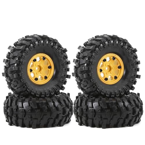 JJRFVBGT RC Auto Reifen Und Räder Kompatibel Mit YIKONG Für AXIAL Für RGT Für SCX10 Für R155 Für RS Für RED Für Spider 1/10 1,9-Zoll-Fernbedienungs-Crawler-Reifen-Autoreifen(Yellow) von JJRFVBGT