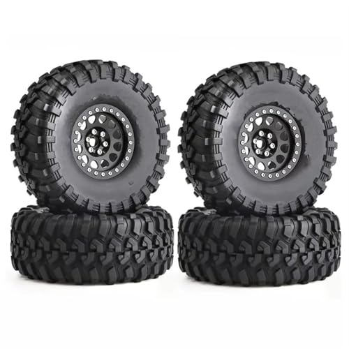 RC Auto Reifen Und Räder Kompatibel Mit Axial Für SCX10 Für RR10 Für Für traxxas Für TRX4 Für YK4082 4083 RC Metall 2,2 Zoll Beadlock Felgenreifensatz 135 Mm 1/10 RC Crawler Car(Black) von JJRFVBGT