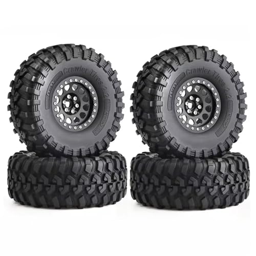 RC Auto Reifen Und Räder Kompatibel Mit Axial Für SCX10 Für Wraith Für RR10 Für Capra Für Für traxxas Für TRX4 Für YK4082 Für YK4083 1/10 RC Crawler Car 2,2-Zoll-Felgenreifensatz(Black) von JJRFVBGT