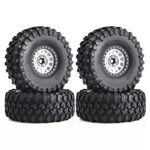 RC Auto Reifen Und Räder Kompatibel Mit Axial Für SCX10 Für Wraith Für RR10 Für Capra Für Für traxxas Für TRX4 Für YK4082 Für YK4083 1/10 RC Crawler Car 2,2-Zoll-Felgenreifensatz(White) von JJRFVBGT