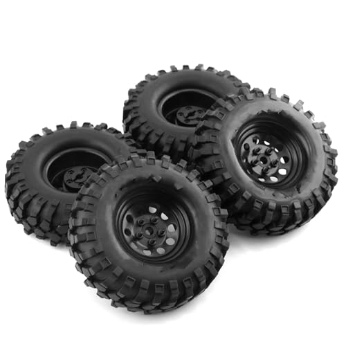 RC Auto Reifen Und Räder Kompatibel Mit Für traxxas, Für TRX4, Für Axial, Für SCX10 90046 90047, Für MST, Für HSP, Für Gen8 RC, 1,9-Zoll-Gummireifen, Beadlock-Felgen Für 1/10 RC-Autos(Black,110mm) von JJRFVBGT