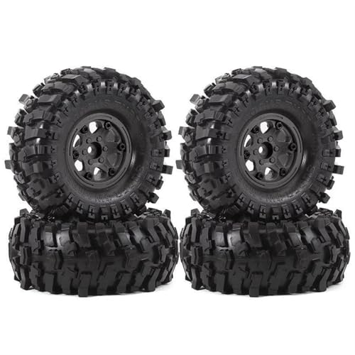 RC Auto Reifen Und Räder Kompatibel Mit Für traxxas Für TRX4 Für RC4WD Für D90 Für D110 Für Axial Für SCX10 Für MST 1/10 RC Crawler Car, Felgengummireifen-Set, 4-tlg. 1,9 Zoll(Black) von JJRFVBGT