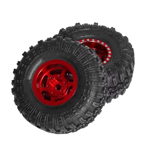 RC Auto Reifen Und Räder Kompatibel Mit TRX4M, Für SCX24, Für AX24, Für FCX24, Zubehör Für Upgrade-Teile, 4 Stück, 57 Mm, 1,0 Zoll, Metall-Beadlock-Radreifensatz Für 1/18 1/24 RC Crawler Car(Black) von JJRFVBGT