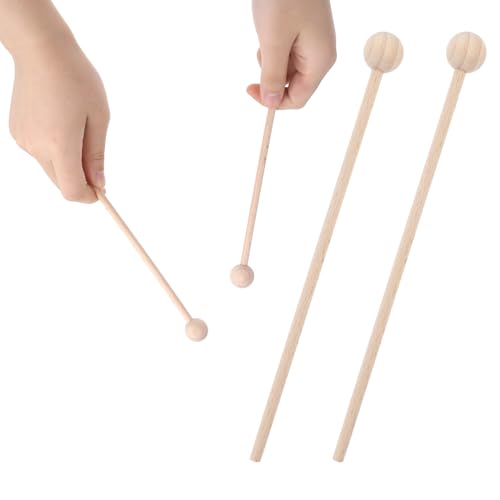 JJUNW 2 Stück Holzschlägel, Percussion Wood Beater Mallet Drumsticks Holz Rhythmus Sticks Schlägel Klangstäbe für Musikinstrumente Xylophon Holzblock Glockenspiel (21cm) von JJUNW