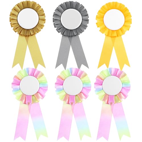 JJUNW 6 Stück Rosetten für Gewinner, Fun & Vibrant Hobby Horse Rosettes, Bows for Horse Accessories Sports Events Classroom Talent Shows DIY Party Supplies von JJUNW