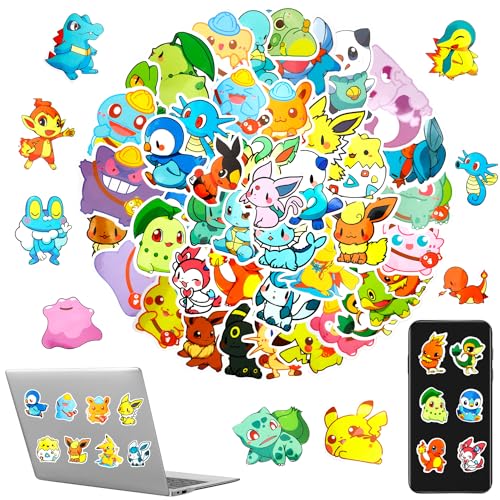 Aufkleber, 50 Stück Wasserfeste pokemon Stickers, Aufkleber, Helme, Skateboards,Water Bottle, Tablets，Schultaschen, Kühlschränke, Fahrräder, Türen, Tischplatten von JJYAGU