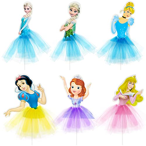 6 Stück Weihnachten Prinzessin Cupcake Topper, Mädchen Geburtstag Prinzessin Kuchen Topper Dekoration für Babyparty, Prinzessin Thema Tag Party von JJYHEHOT