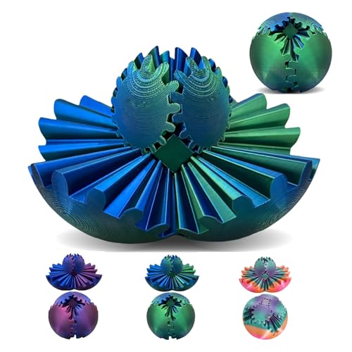 Gear Ball, Gear Sphere, 3D-Gedruckter Zahnradball, Entspannungsspielzeug 3D Zahnradkugel, 3D Gear Stressball (Blau und Grün) von JJianSpiel